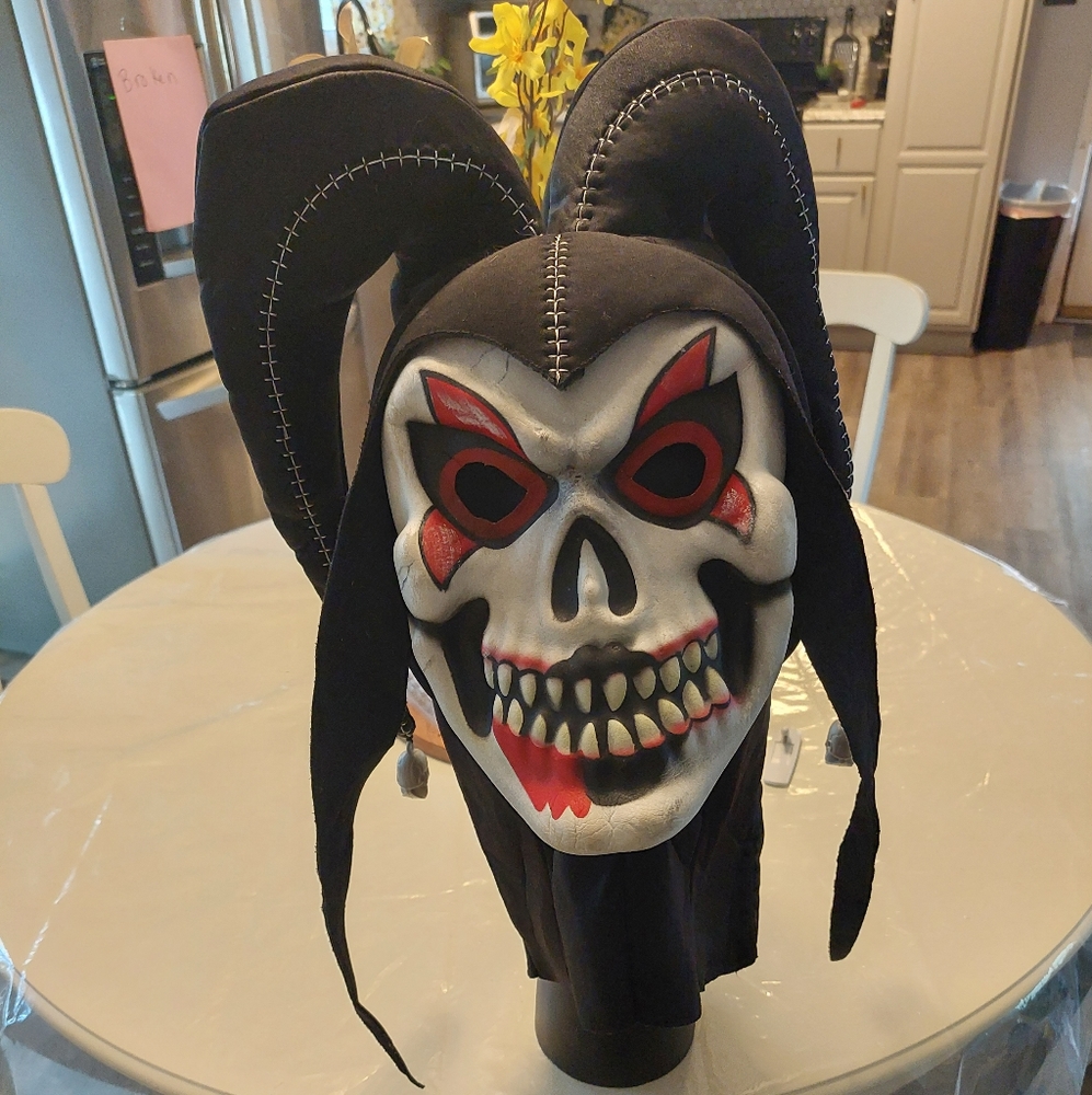 RARE Fun World Div Evil Jester Costume Prop Mask Unisex Adult